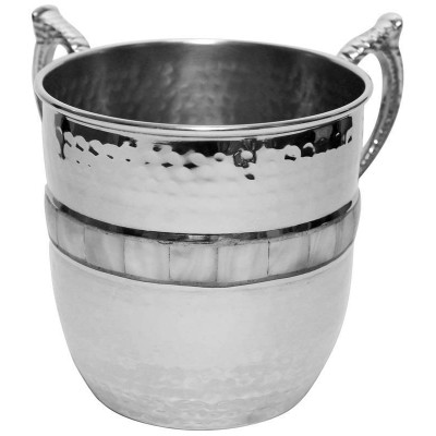 WASHCUP HAMMERED WITH MOTHER OF PEARL NICKEL 5" HIGH