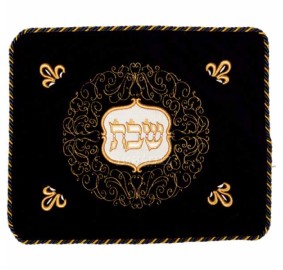 Velvet Challah Cover - Navy/Gold Large