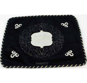 Velvet Challah Cover - Navy/White