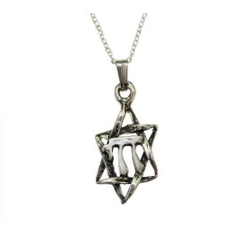 Star Of David W/ Chai Necklace