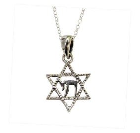 Star Of David W/ Chai Necklace