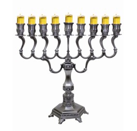 Pewter  Oil Menorah 14" 