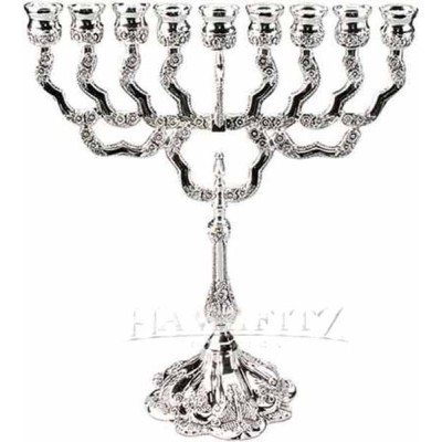 Nickel Plated Oil Menorah