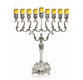 Silver Plated Oil Menorah 14 Inch