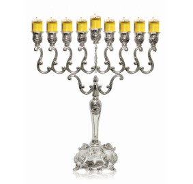 SILVER PLATED OIL MENORAH 11.5" X 9"