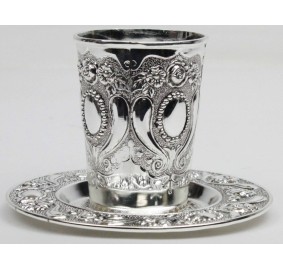 Kiddush Cup And Tray Nickel Plated