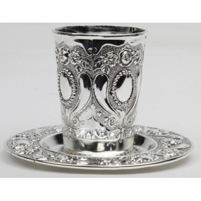 Kiddush Cup And Tray Nickel Plated