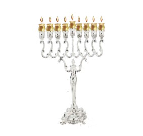 SILVER PLATED OIL MENORAH 9.25" X 10"