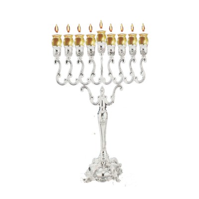 SILVER PLATED OIL MENORAH 9.25" X 10"