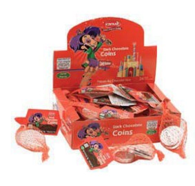 Carmit Chocolate Coins - Parve, Box Of 24 Bags