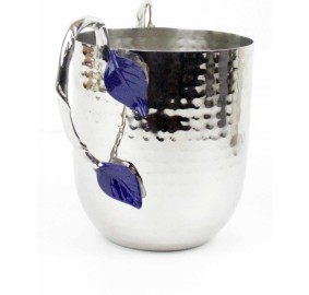 Wash Cup Hammered Blue Leaf