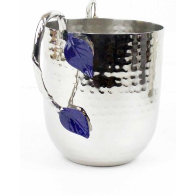 Wash Cup Hammered Blue Leaf