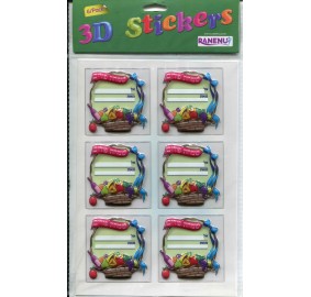 Purim Basket 3D Sticker 6 Pack