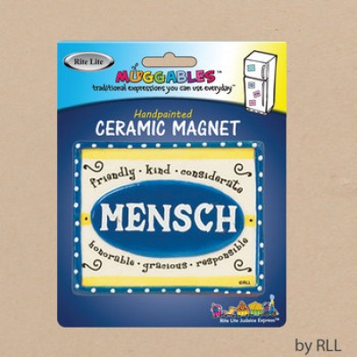 Hand-Painted Ceramic Magnet - "Mensch"