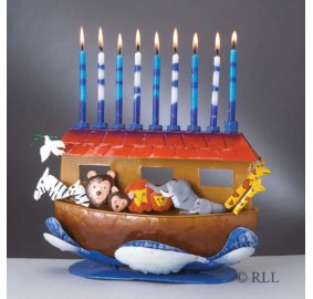 Handpainted Menorah Noah's Ark