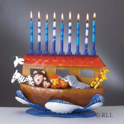 Handpainted Menorah Noah's Ark