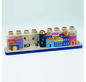 Hand-Painted Ceramic Menorah - Jerusalem