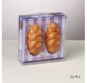 Challah Shaped Salt and Pepper Shakers, Ceramic