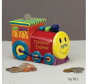 Ceramic Tzedakah Box - Train 