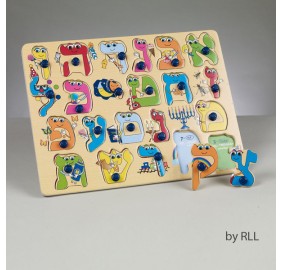 Alef Bet Puzzle Wood 22 Piece
