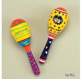 Happy Purim Wooden Maracas