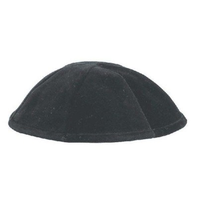 6 Part Black Velvet Yarmulka - No Rim