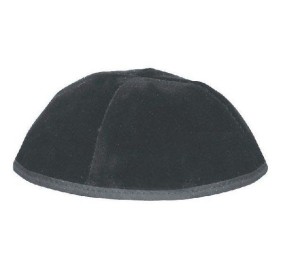 4 Part Black Velvet Yarmulka With Rim