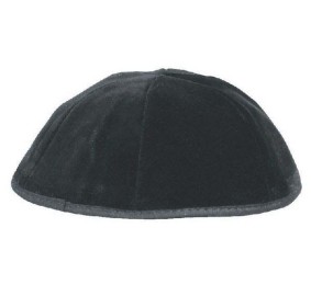 6 Part Black Velvet Yarmulka With Rim