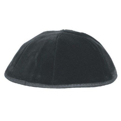 6 Part Black Velvet Yarmulka With Rim