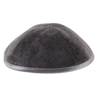 Kippah Grey Corduroy Satin Rim