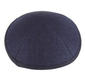 Kippah Navy Linen Flat 17 cm