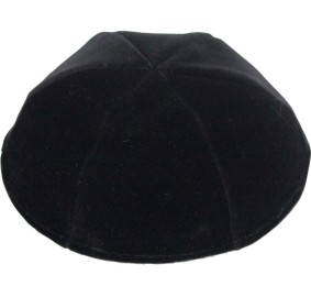 Velvet 6 Part Black Yarmulka No Rim