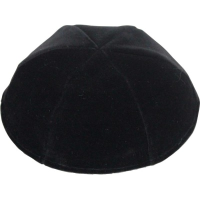 Velvet 6 Part Black Yarmulka No Rim