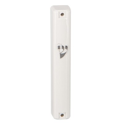 Mezuzah Cover White 12cm Silve