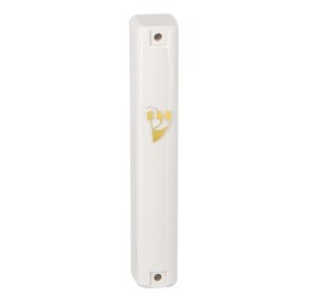 Mezuzah Cover White 12 cm Gold Shin