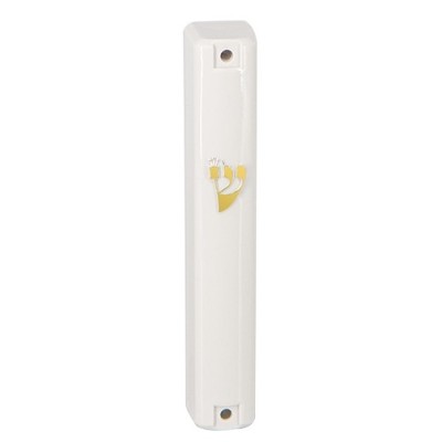 Mezuzah Cover White 12 cm Gold Shin