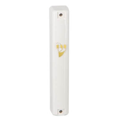 Mezuzah Cover White 15cm Gold