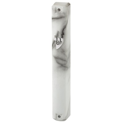 Mezuzah Cover Grey Marble Plas