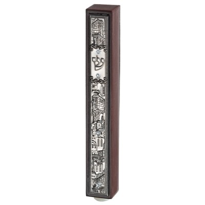 Mezuzah Cover Wood with Plaque