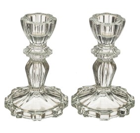 Glass Candlesticks Pair