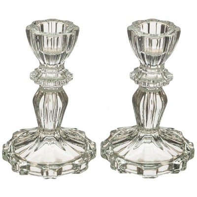 Glass Candlesticks Pair