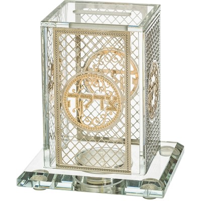 Tzedakah Box Crystal with Plaque