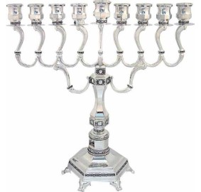 Nickel Plated Menorah - 11"