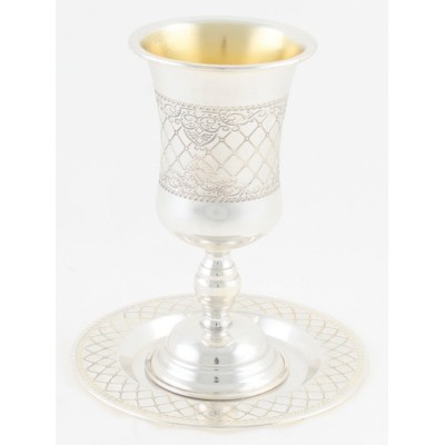 Kiddush Cup on Stem with Tray