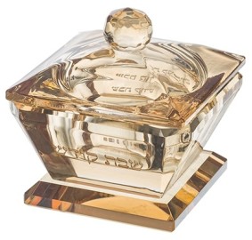 Crystal Salt Holder Gold Shabbat Kodesh