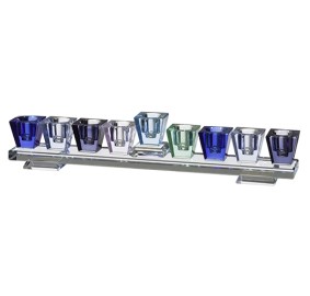 Elegant Crystal Menorah - Blue