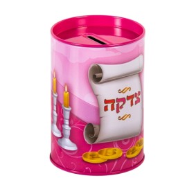 Metal Tzedakah Box - Pink