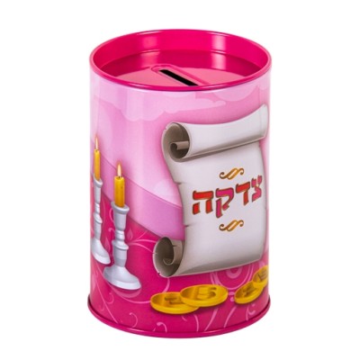 Metal Tzedakah Box - Pink