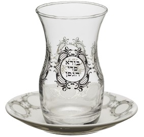 Kiddush Cup Set Glass Ceramic