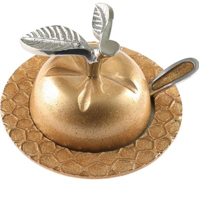 Aluminum Honey Dish - Apple / Gold